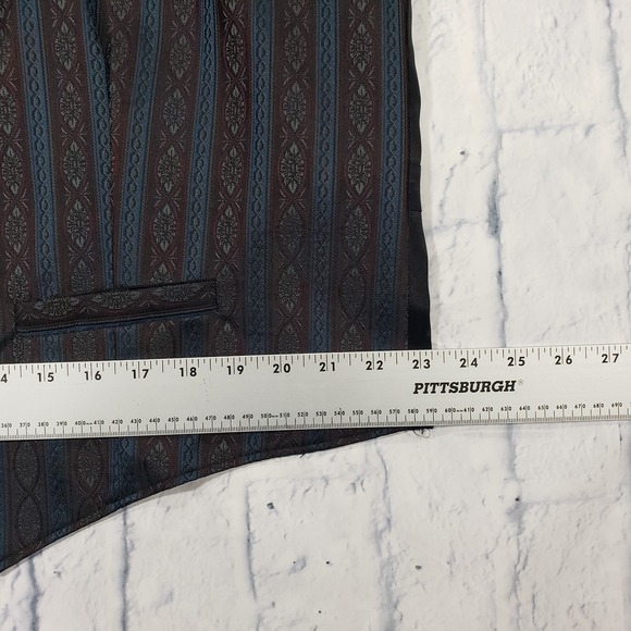 Wah Maker Vest MENS XL Striped Frontier Western Cowboy Waistcoat Vest VINTAGE - Picture 2 of 8